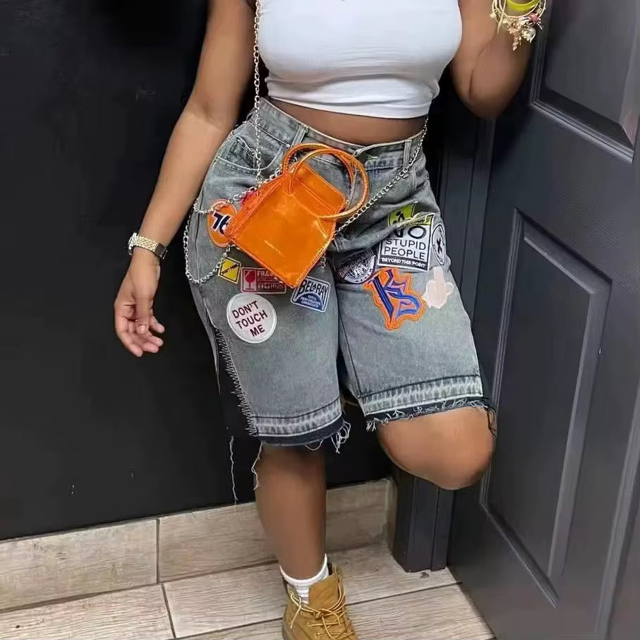 Patched Shorts