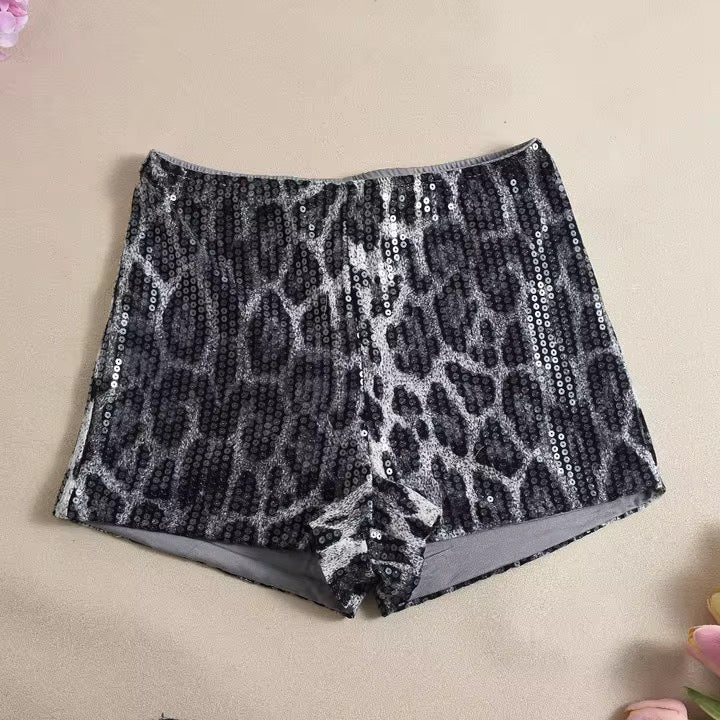 Sequin Leopard Shorts