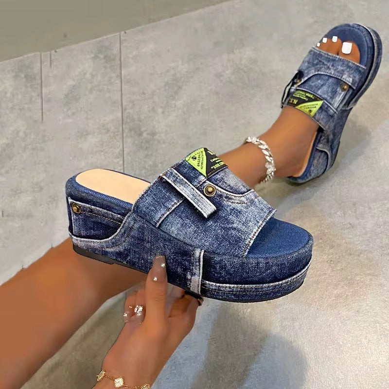 Denim Platform Sandals