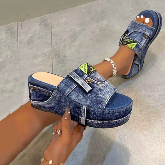 Denim Platform Sandals