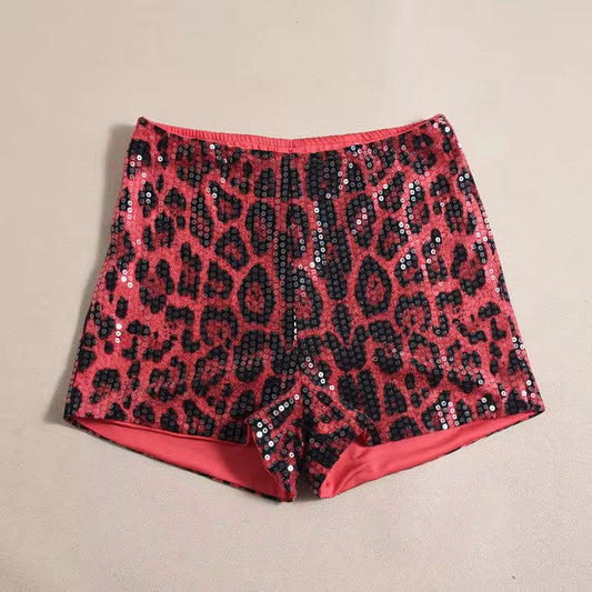 Sequin Leopard Shorts